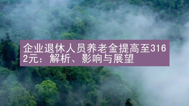 企业退休人员养老金提高至3162元：解析、影响与展望