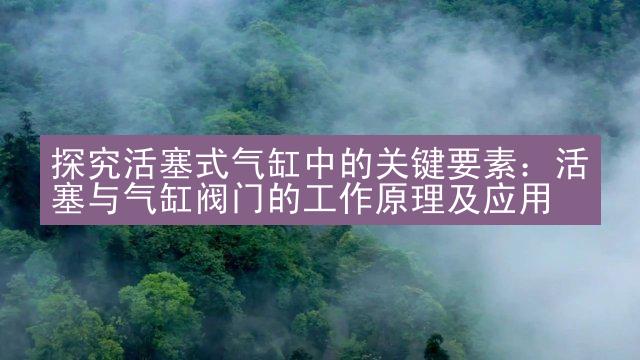 探究活塞式气缸中的关键要素：活塞与气缸阀门的工作原理及应用