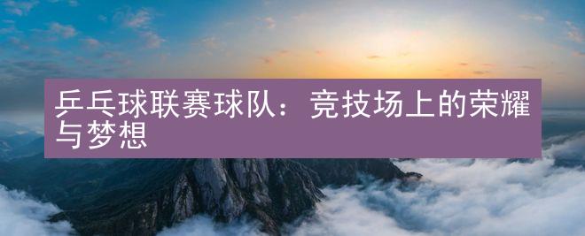 乒乓球联赛球队：竞技场上的荣耀与梦想