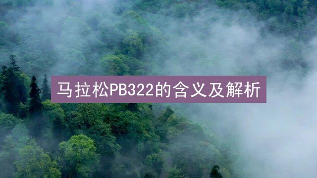 马拉松PB322的含义及解析